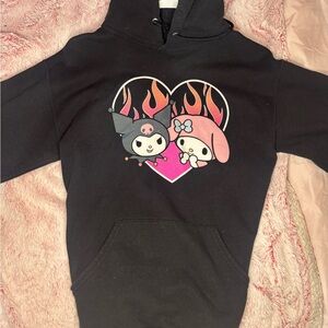 Black Hoodie with Heart and Character Design